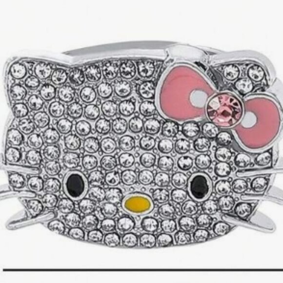 Hello Kitty Pink Bow Adjustable Ring with Sparkling Rhinestones. - Picture 3 of 4